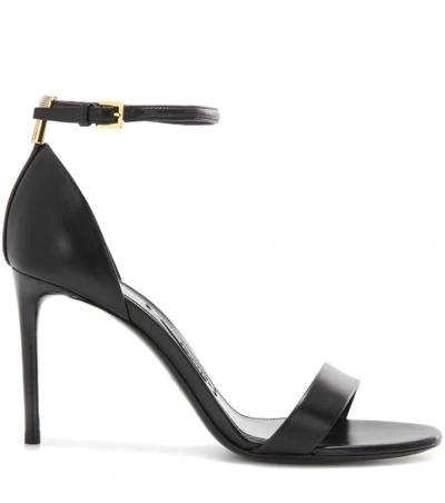 Shop Tom Ford T Leather Sandals In Black