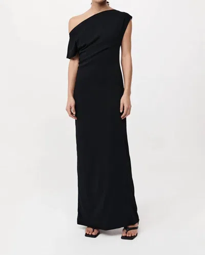 St Agni Asymmetric Off Shoulder Dress In Black