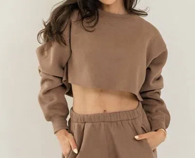 Tic Toc Amelia Crop Sweatshirt In Coffee