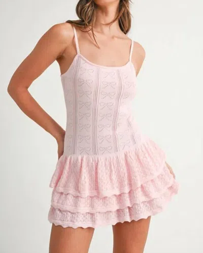 Mable Pointelle Bow Mini Dress In Pink