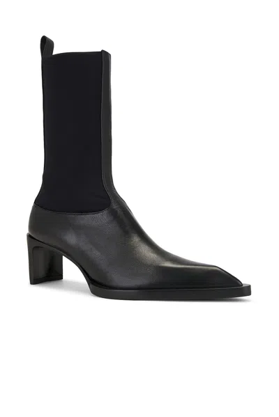 Jil Sander Stretch-knit And Leather Ankle Boots In Black