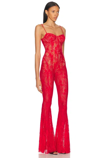 Norma Kamali Underwire Fishtail Jumpsuit With Bodysuit In Red