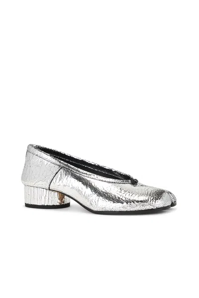 Maison Margiela 30mm Tabi Ballet Flats In Silver
