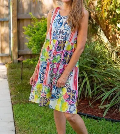 Kikisol Lemons Tier Dress In Pink Multi