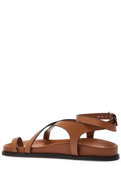 A.emery 'jalen Slim' Brown Sandals With Criss-crossed Straps And Buckle Closure