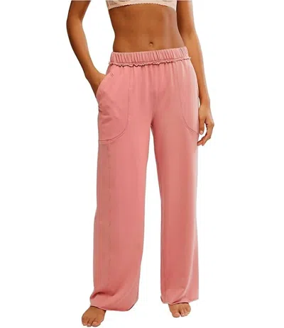 FREE PEOPLE DON'T WAIT UP WIDE-LEG LOUNGE PANT IN ROSE DAWN 