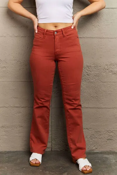 Judy Blue Olivia Full Size Mid Rise Slim Bootcut Jeans In Caramel