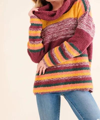 And The Why Striped Sweater In Burgundy