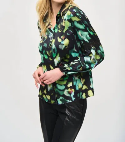 Joseph Ribkoff Abstract Print Button-down Blouse In Black Multi