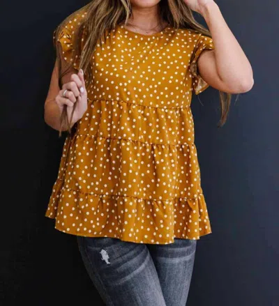 Andree By Unit You're My Honey Full Size Run Polka Dot Tiered Blouse In Yellow