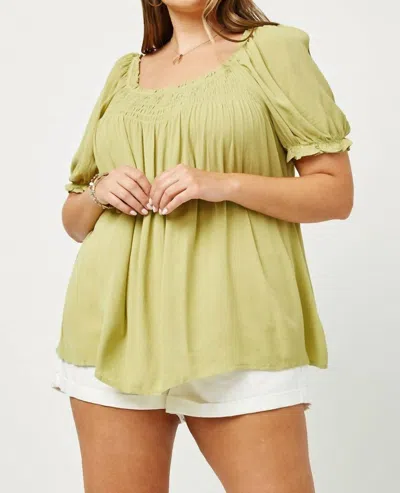 HAYDEN LA NYLA PUFF SLEEVE TOP - PLUS IN GREEN 