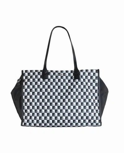 Nicole Miller Women's Nylon Tote Bag In Black And White Checkers