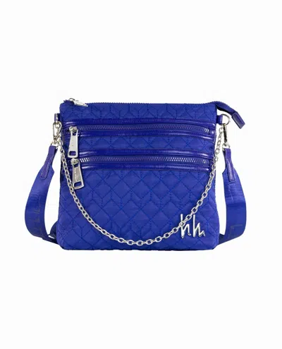 Nicole Miller Women's Quilted Nylon Flat Crossbody Bag In Spectrum Blue