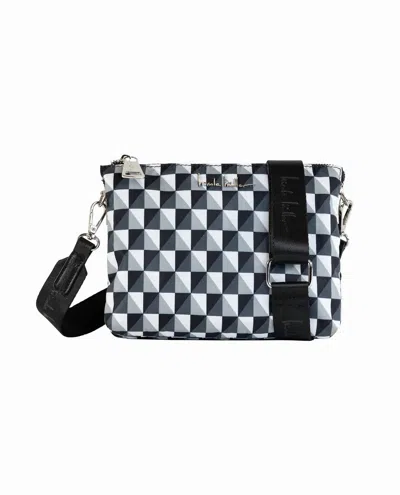 Nicole Miller Women's Nylon Crossbody Bag In Black And White Checkers