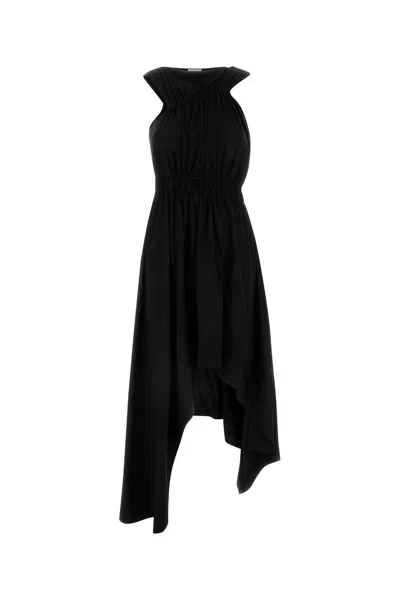 Alexander Mcqueen Gathered Asymmetric Cotton Jersey Midi Dress