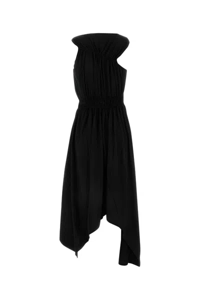 Alexander Mcqueen Gathered Asymmetric Cotton Jersey Midi Dress