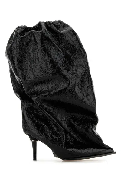 Alexander Mcqueen Elegant Black Leather Ankle Boots With 10.5 Cm Heel
