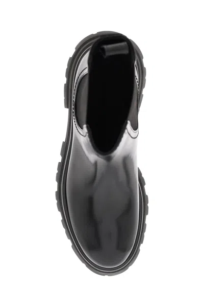 Alexander Mcqueen Black Leather Ankle Boots