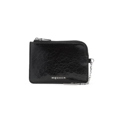 Alexander Mcqueen Black Leather Card Holder