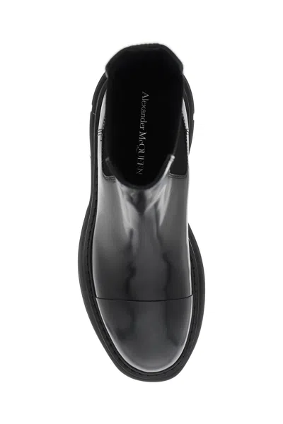 Alexander Mcqueen Black Leather Chelsea Tread Ankle Boots