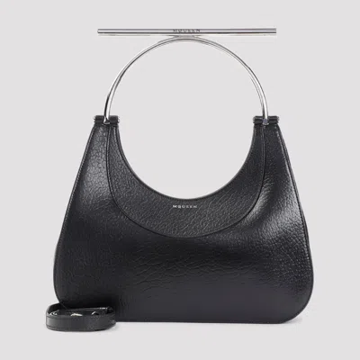 Shop Alexander Mcqueen Black Leather Cross-bar Handbag