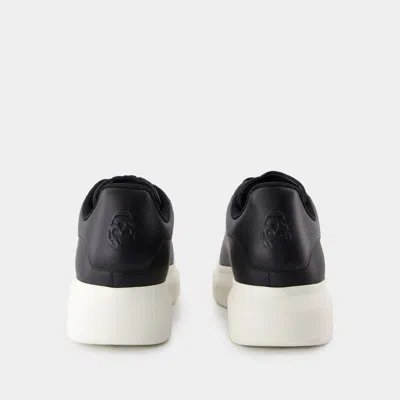 Alexander Mcqueen Women's Leather Sneakers With Leather Heel In Black