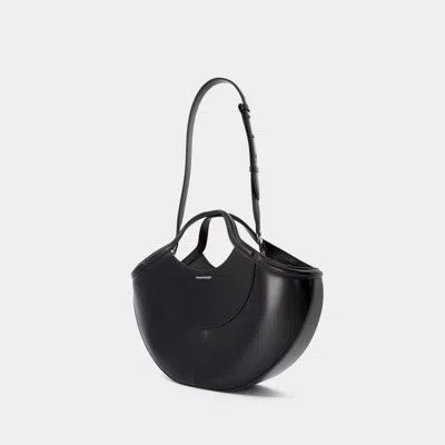 Alexander Mcqueen Black Leather The Cove Shopping Bag