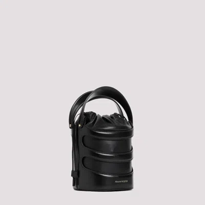Alexander Mcqueen Black Leather The Rise Bucket Bag In Black