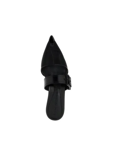 Alexander Mcqueen Black Mesh And Leather Punk Slippers