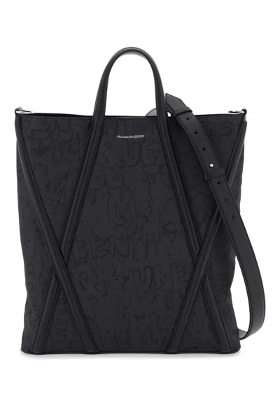 Alexander Mcqueen Black Nylon The Harness Shopping Bag