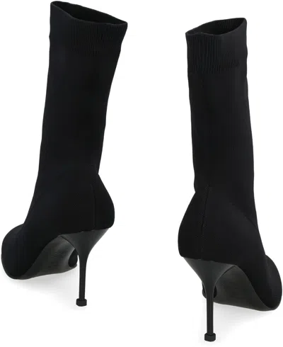 Alexander Mcqueen Black Stretch Nylon Ankle Boots In Black