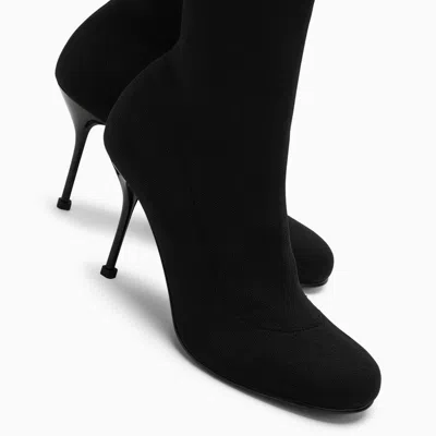 Alexander Mcqueen Black Stretch Nylon Ankle Boots In Black