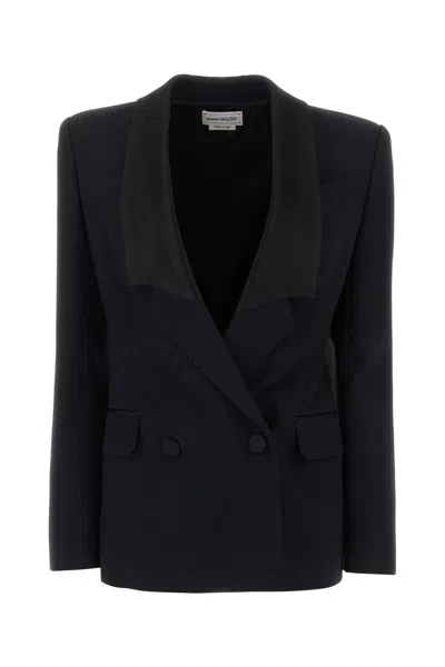 Alexander Mcqueen Giacca In Twill Nero Donna