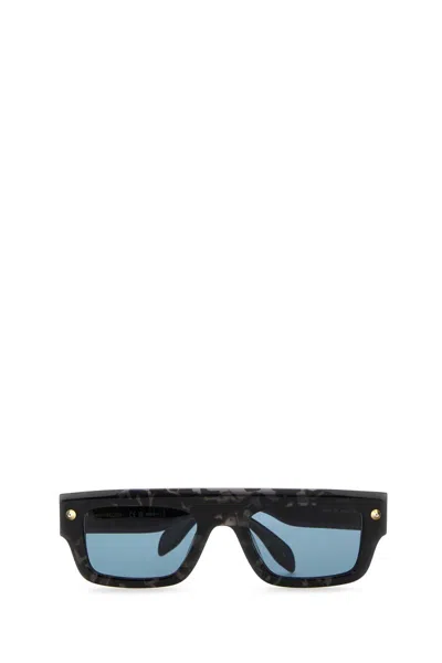 Alexander Mcqueen Marble-pattern Square-frame Sunglasses