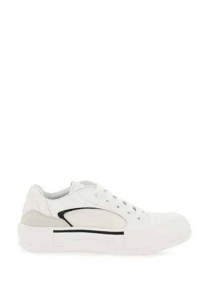 Alexander Mcqueen White Canvas And Leather Plimsoll Sneakers