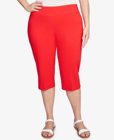 Ruby Rd. Plus Size Ladder Hem Americana Clamdigger Capri Pants In Red