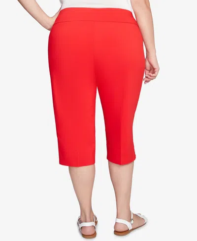 Ruby Rd. Plus Size Ladder Hem Americana Clamdigger Capri Pants In Red