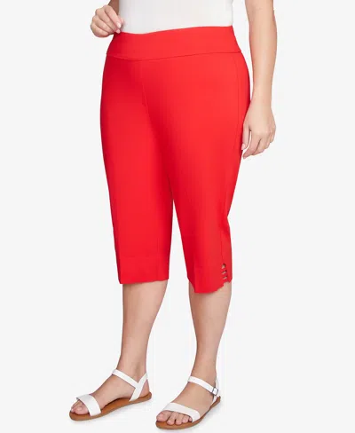 Ruby Rd. Plus Size Ladder Hem Americana Clamdigger Capri Pants In Red