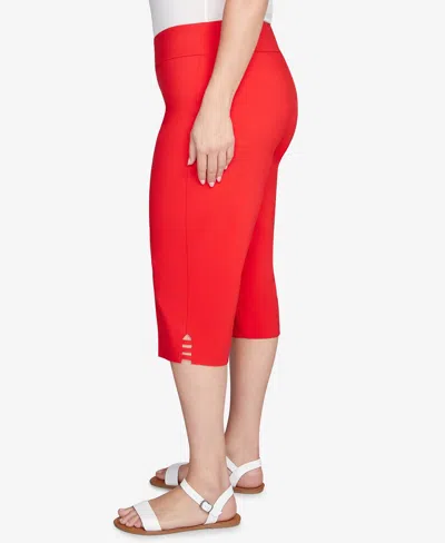 Ruby Rd. Plus Size Ladder Hem Americana Clamdigger Capri Pants In Red