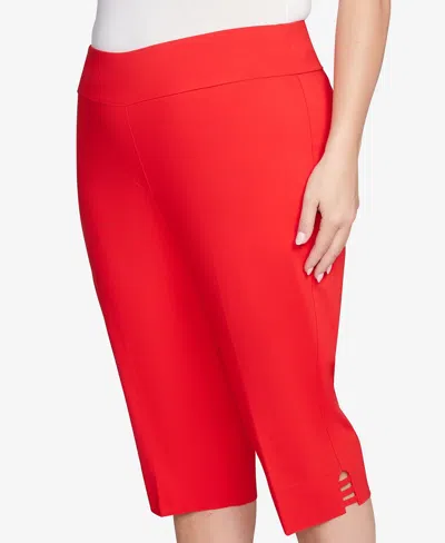 Ruby Rd. Plus Size Ladder Hem Americana Clamdigger Capri Pants In Red