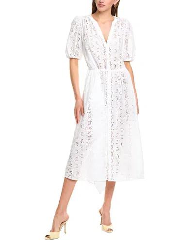 Velvet By Graham & Spencer Womens Crochet Button Front Midi Dress In White