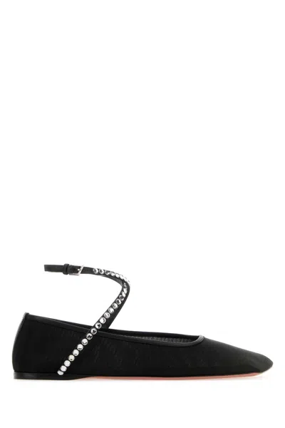 Amina Muaddi Ane Crystal-embellished Mesh Ballerina Shoes In Black
