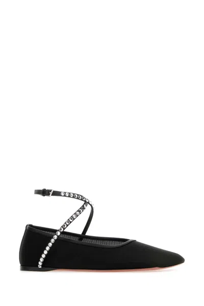 Amina Muaddi Ane Crystal-embellished Mesh Ballerina Shoes In Black