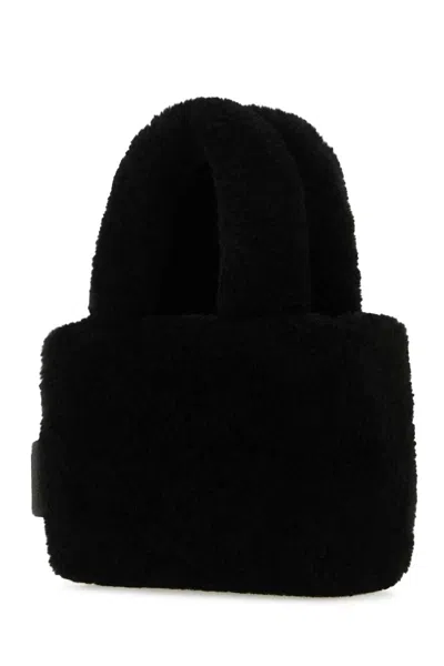 Amina Muaddi Shearling Handbag With Twin Handles And Structured Silhouette