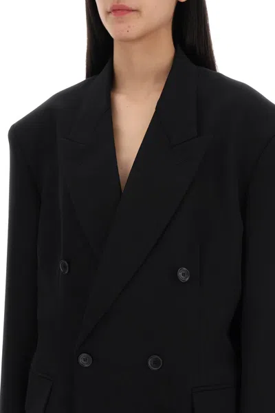 Balenciaga Black Barathea Oversize Cinched Blazer