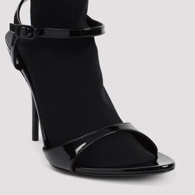 Balenciaga Avenue Sock Black Sandal In Patent Leather And Mesh