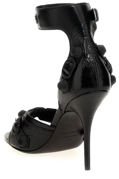 Balenciaga Cagole Leather Sandals Embossed Design