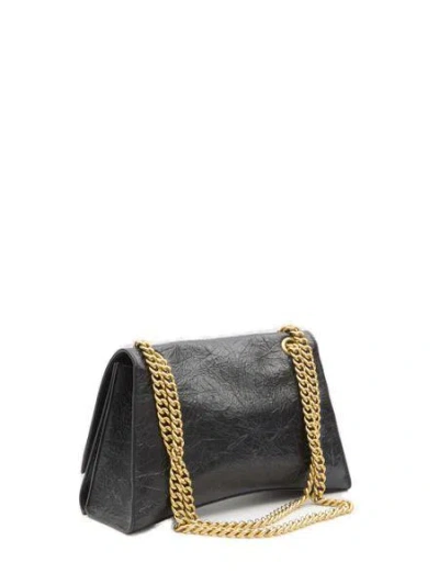 Balenciaga Black Leather Medium Crush Shoulder Bag