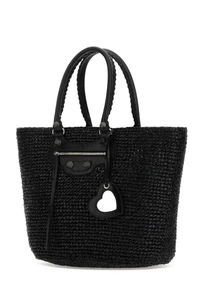 Balenciaga Large Structured Raffia Shopping Bag