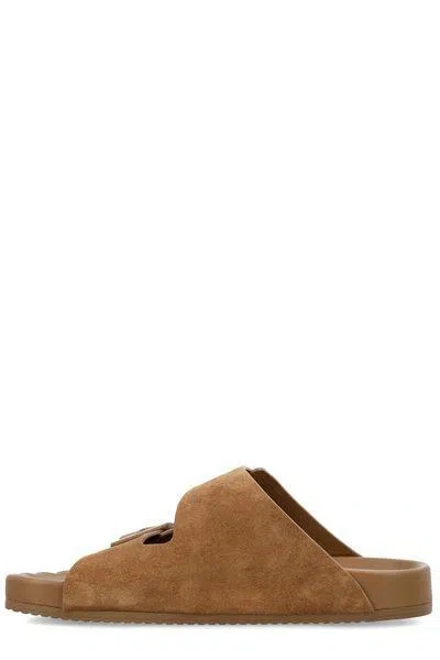 Balenciaga Camel Suede Sunday Slippers